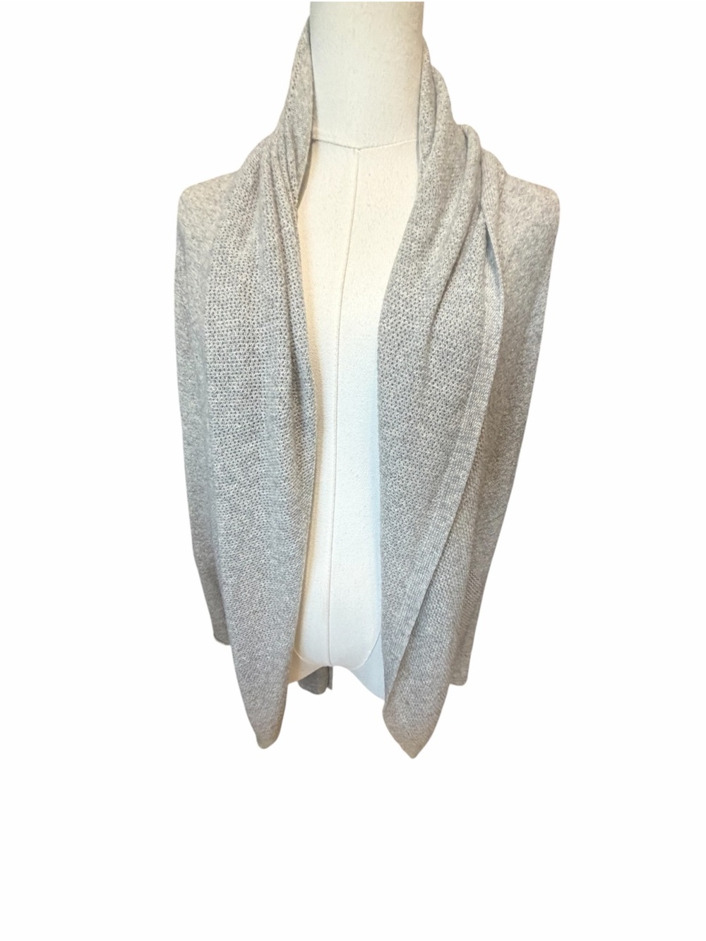 Neiman Marcus Cashmere Light Gray Open Front Draped Women's Sweater Sz Med